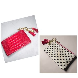 Brahmin RED LEATHER & DYED CALF HAIR Cosmetic Makeup Clutch Pouch